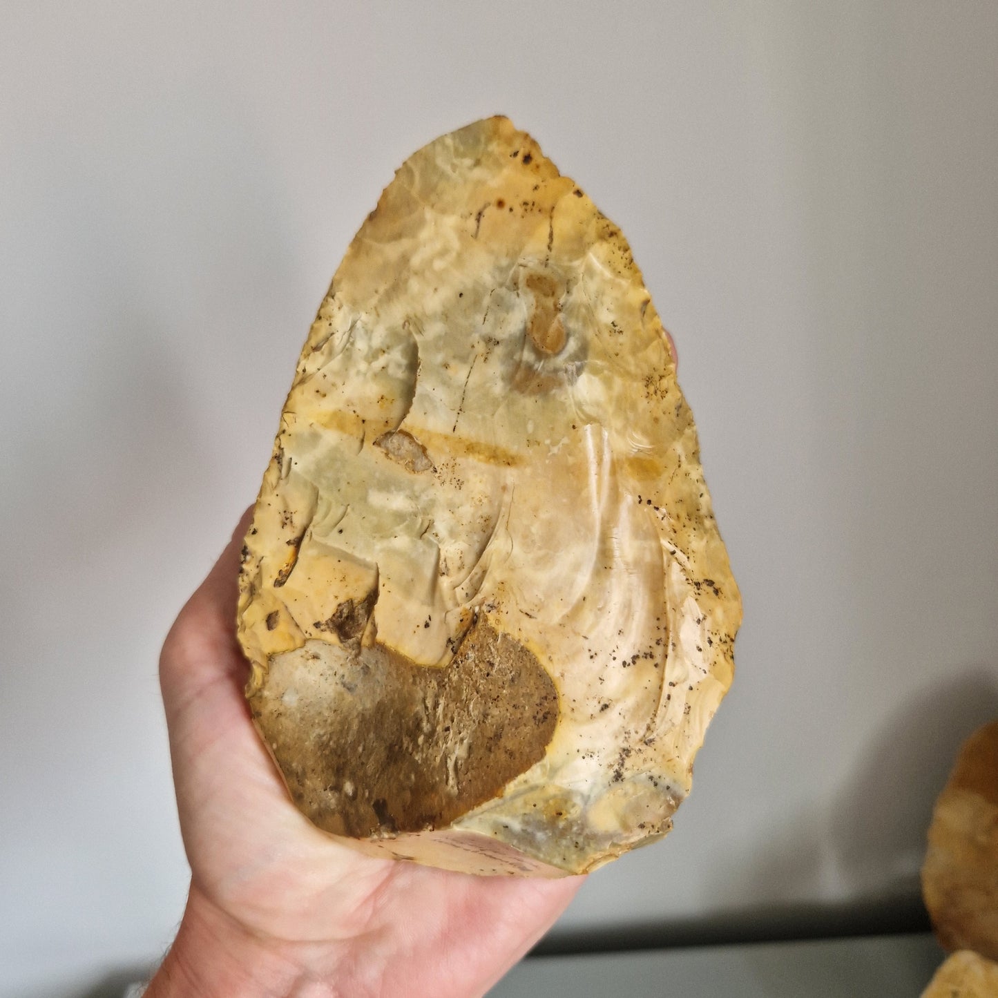 Neanderthal Made Middle Palaeolithic Handaxe / Biface. Beautiful Patina. From Seine et Marne, France. Stoneage