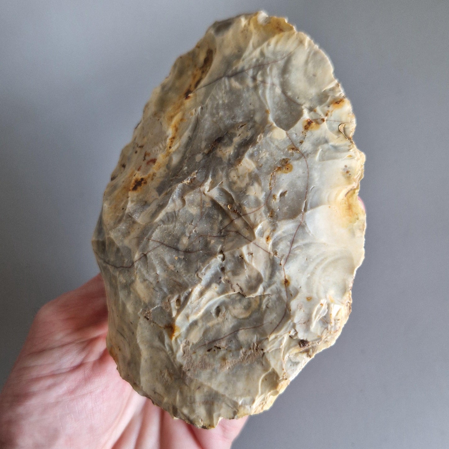 Large Ovate Palaeolithic Handaxe / Biface. Made by Neanderthal, from the Yonne area of France