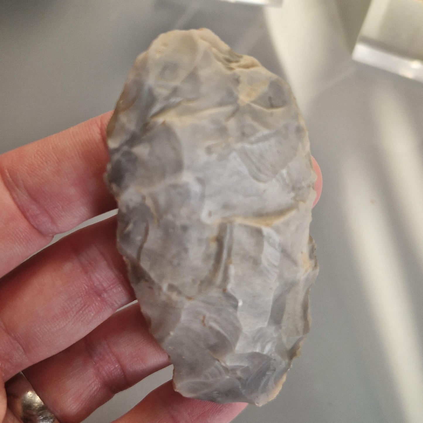 English Neolithic Bifacially Worked Flint Tool From Norfolk, Near Swaffham, Suffolk in England.