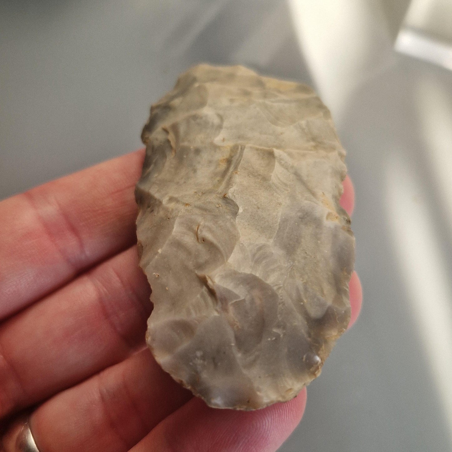 English Neolithic Bifacially Worked Flint Tool From Norfolk, Near Swaffham, Suffolk in England.