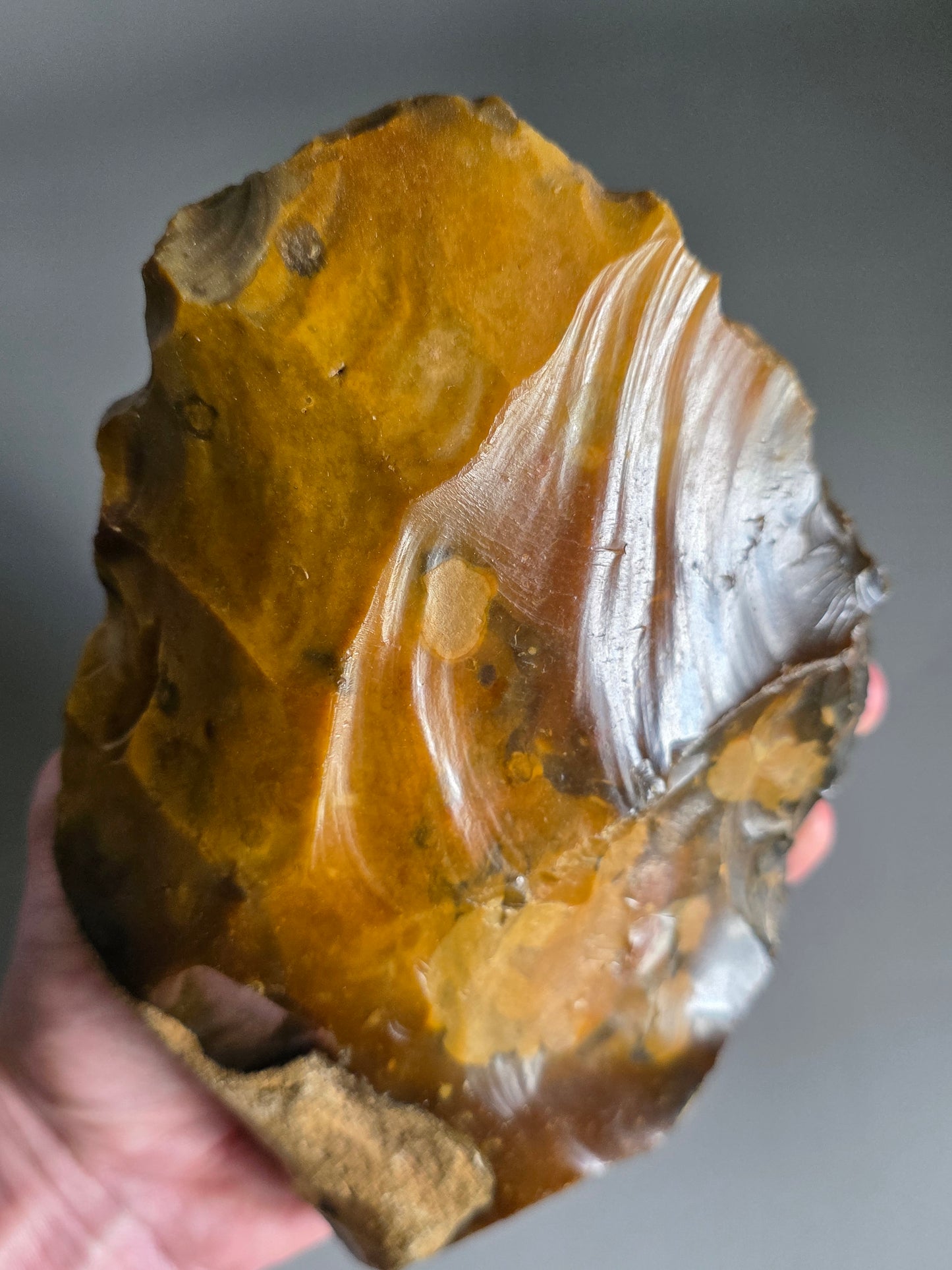 Huge Museum Standard British Lower Palaeolithic Flint Handaxe. Found 1901 in Farnham, Surrey. Ex Captain Streatfield Collection