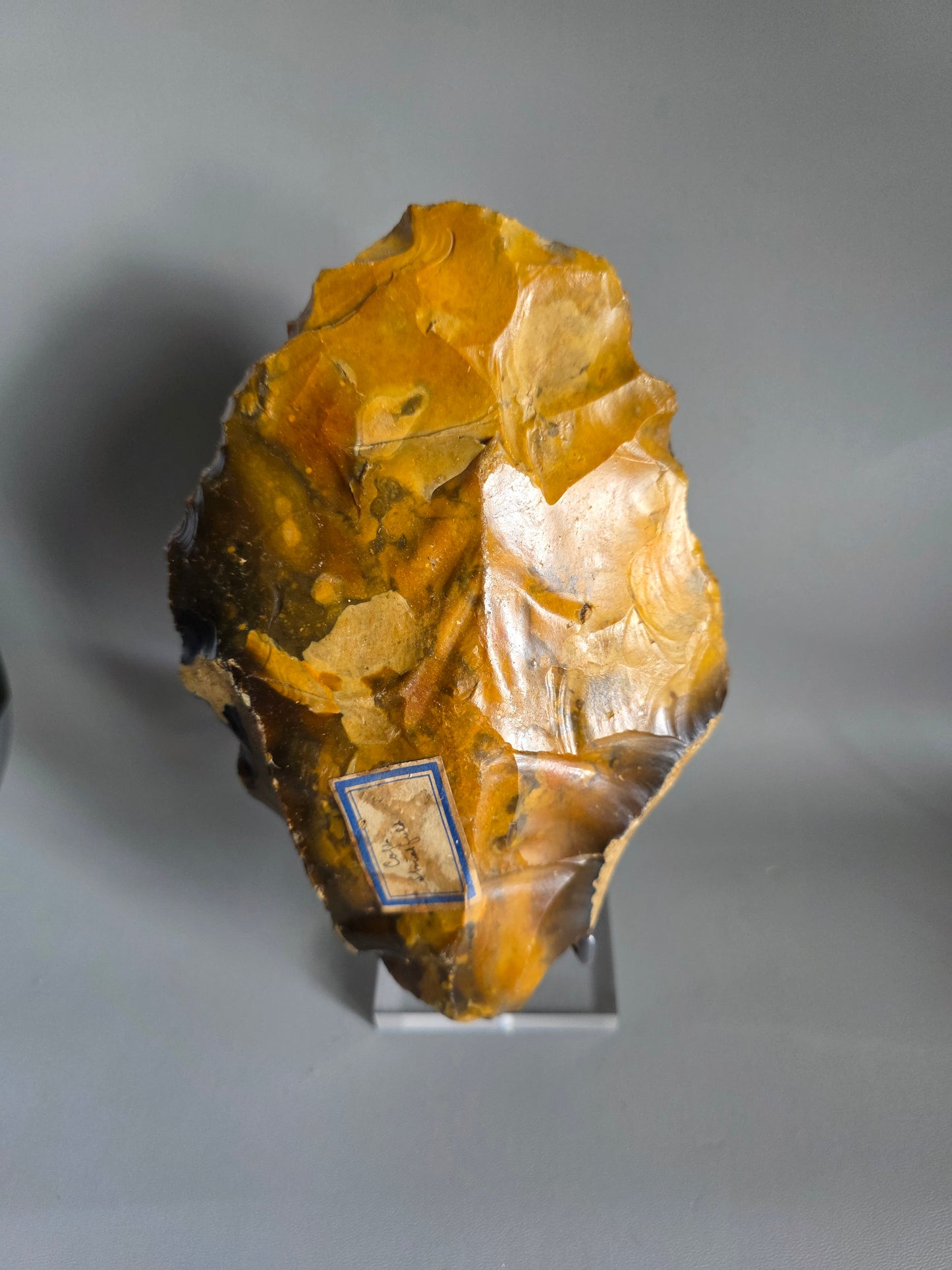 Huge Museum Standard British Lower Palaeolithic Flint Handaxe. Found 1901 in Farnham, Surrey. Ex Captain Streatfield Collection
