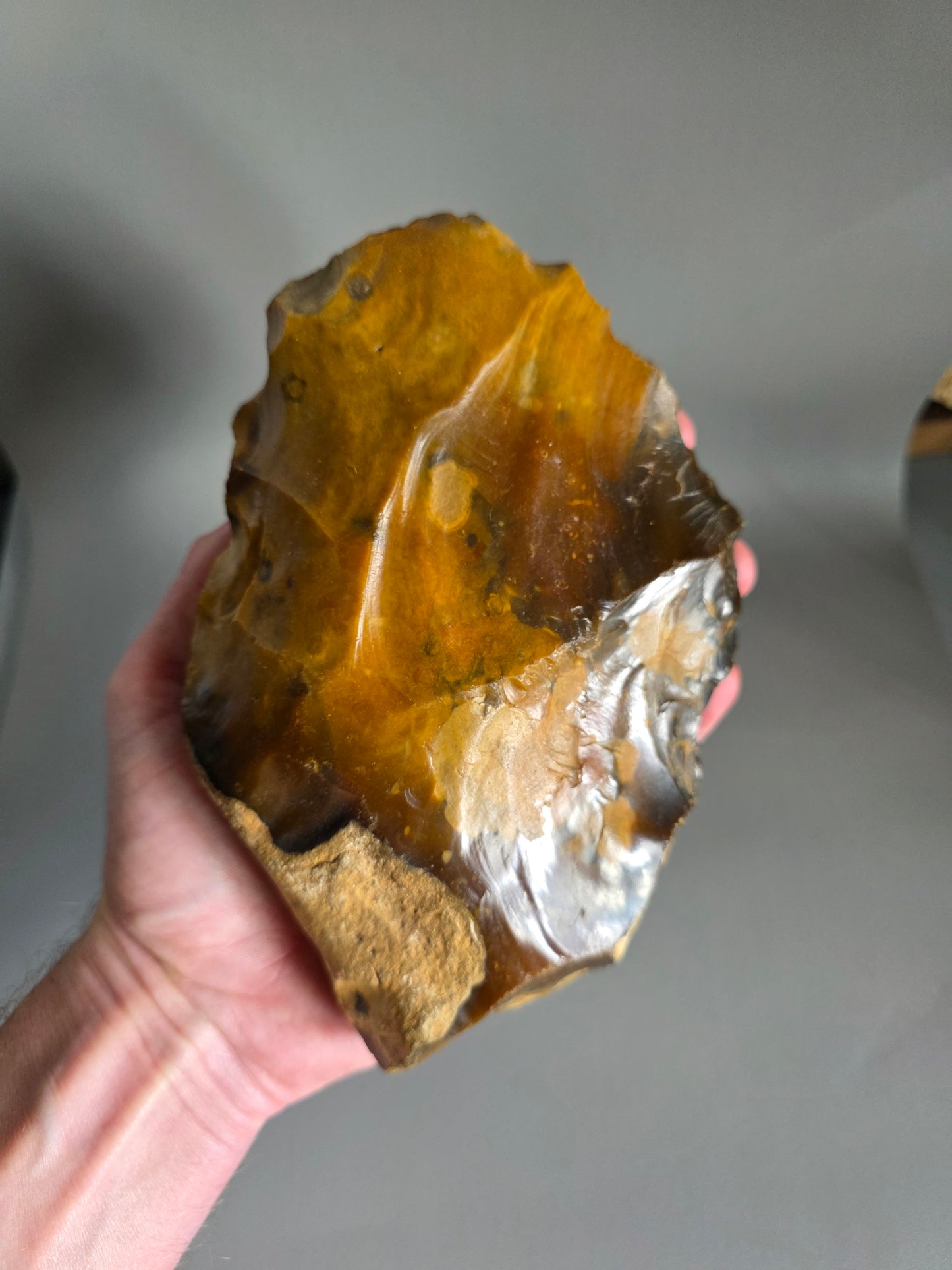 Huge Museum Standard British Lower Palaeolithic Flint Handaxe. Found 1901 in Farnham, Surrey. Ex Captain Streatfield Collection